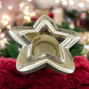 Vintage RARE Partylite silver star tea light, votive holder, with lid